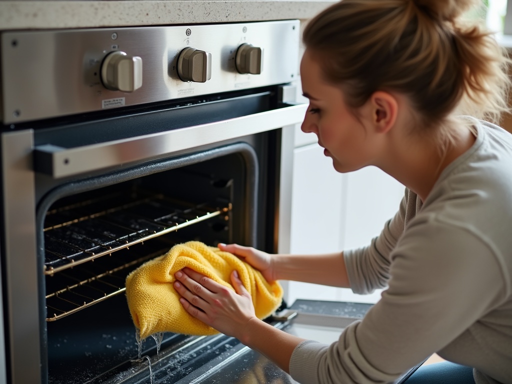 Женщина почистила духовку внутри лимонной кислотой